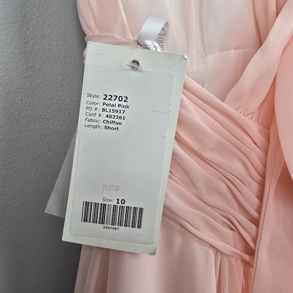 CHRISTINA WU Short Chiffon Dress Petal Pink‎ Womens Size 10 Blush Pastel Wedding - Picture 9 of 16